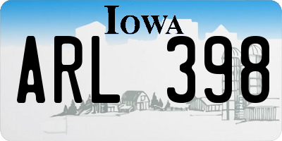 IA license plate ARL398