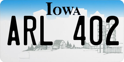 IA license plate ARL402