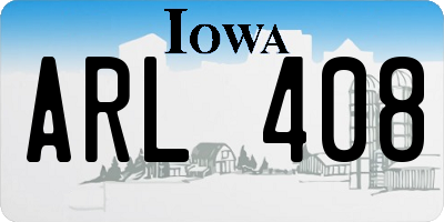 IA license plate ARL408