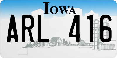 IA license plate ARL416