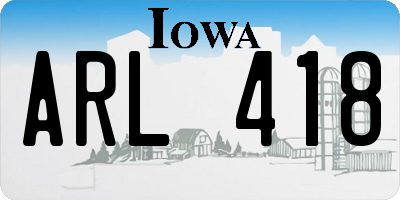 IA license plate ARL418