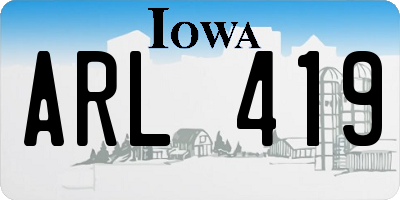 IA license plate ARL419
