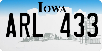 IA license plate ARL433