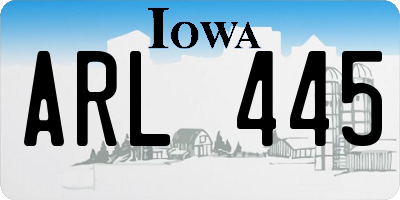 IA license plate ARL445