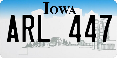 IA license plate ARL447