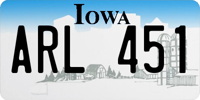 IA license plate ARL451