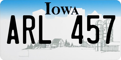 IA license plate ARL457