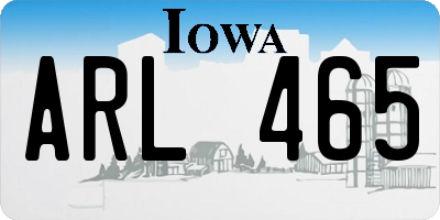 IA license plate ARL465