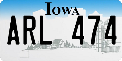 IA license plate ARL474