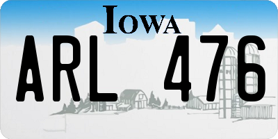 IA license plate ARL476