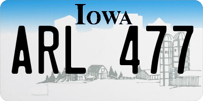 IA license plate ARL477