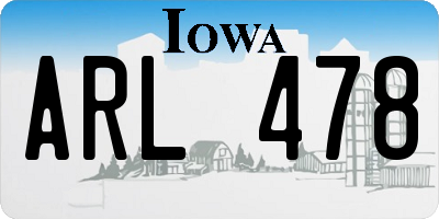 IA license plate ARL478