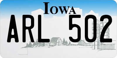 IA license plate ARL502