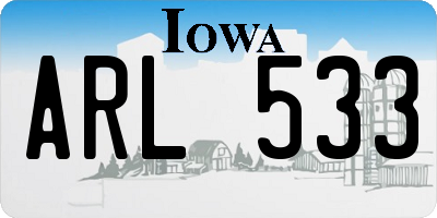 IA license plate ARL533