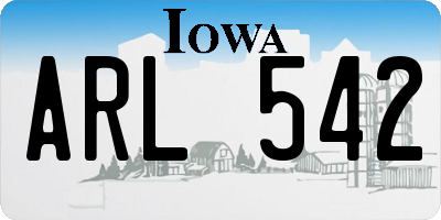 IA license plate ARL542