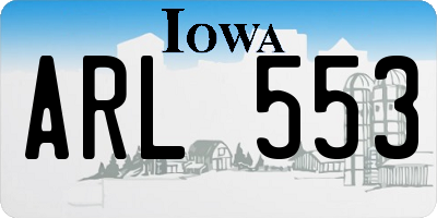 IA license plate ARL553