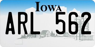 IA license plate ARL562