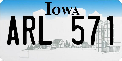 IA license plate ARL571