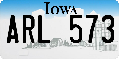 IA license plate ARL573