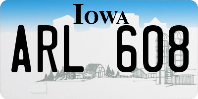 IA license plate ARL608