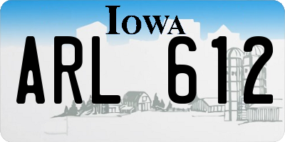 IA license plate ARL612