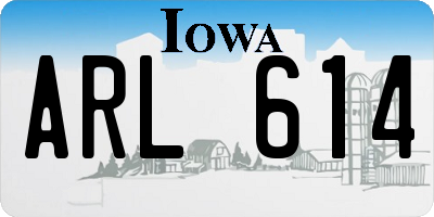 IA license plate ARL614
