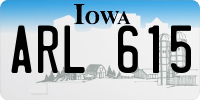IA license plate ARL615