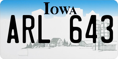 IA license plate ARL643