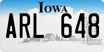 IA license plate ARL648