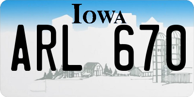 IA license plate ARL670