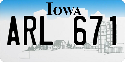 IA license plate ARL671