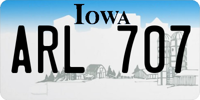 IA license plate ARL707