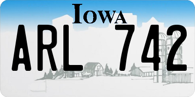 IA license plate ARL742