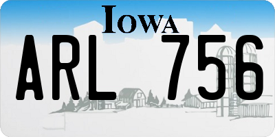 IA license plate ARL756