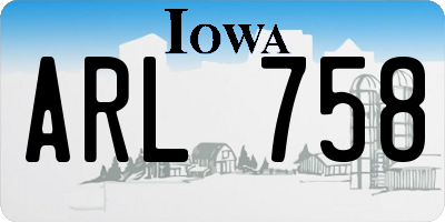 IA license plate ARL758
