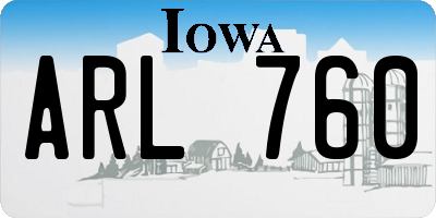 IA license plate ARL760