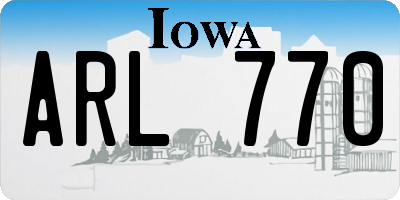 IA license plate ARL770