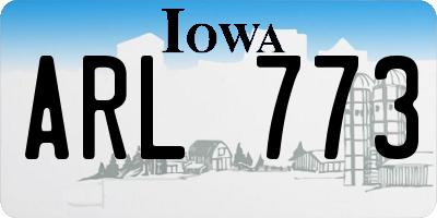 IA license plate ARL773