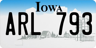 IA license plate ARL793