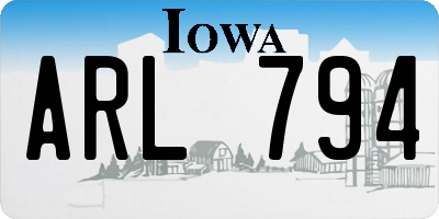 IA license plate ARL794