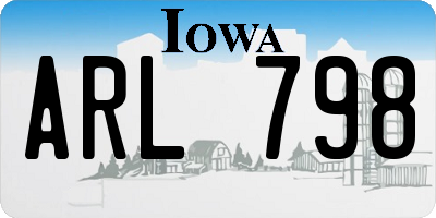 IA license plate ARL798