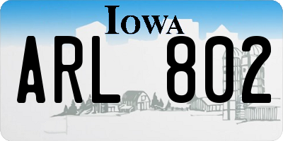 IA license plate ARL802