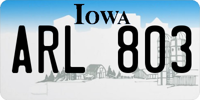 IA license plate ARL803