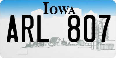 IA license plate ARL807