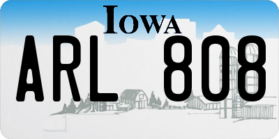 IA license plate ARL808