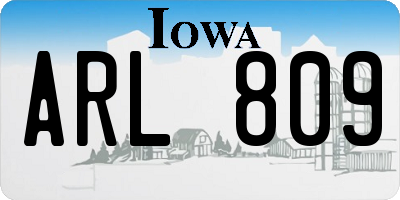 IA license plate ARL809