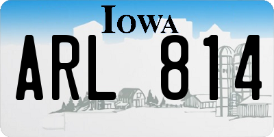 IA license plate ARL814