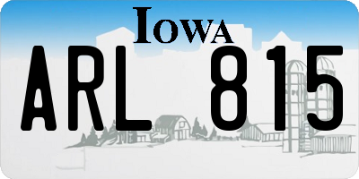 IA license plate ARL815