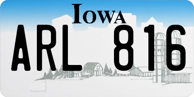 IA license plate ARL816