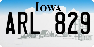 IA license plate ARL829